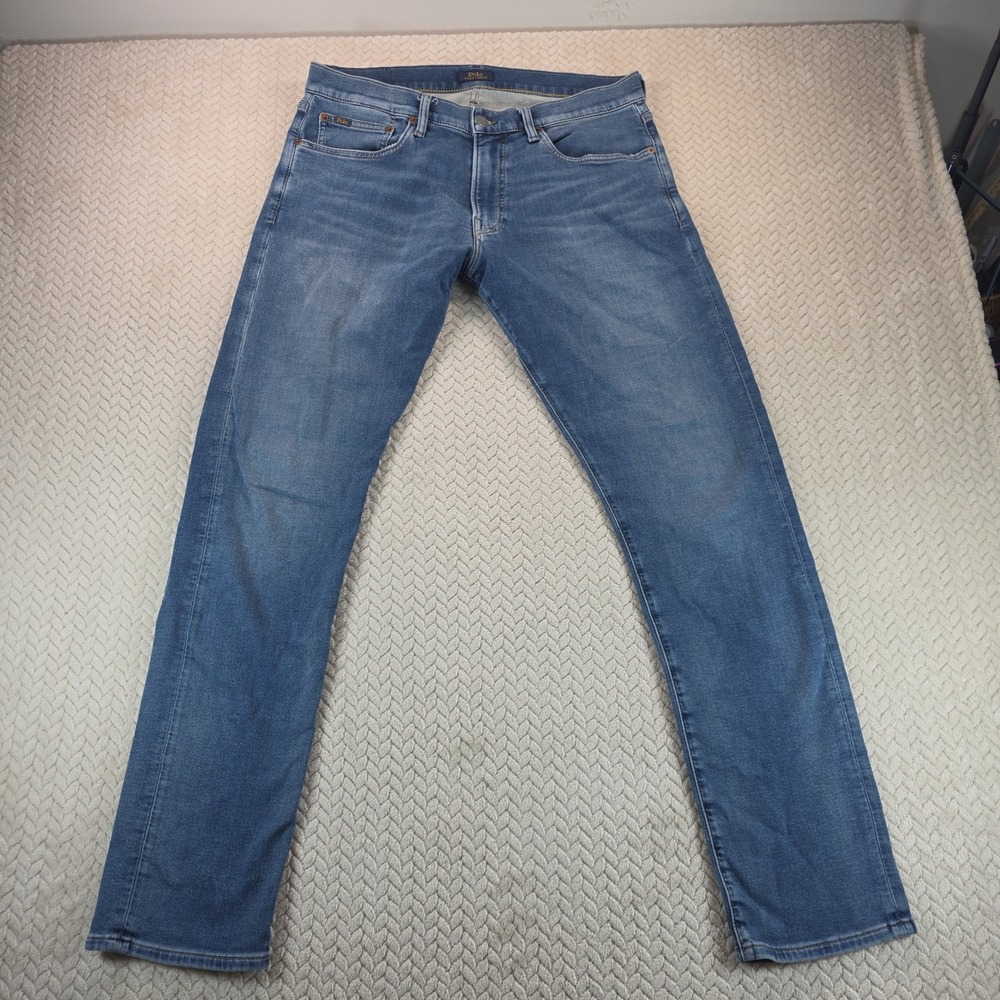 Polo Ralph Lauren Sullivan Slim Jeans Mens 34x32 Medium Wash Blue Stretch Denim